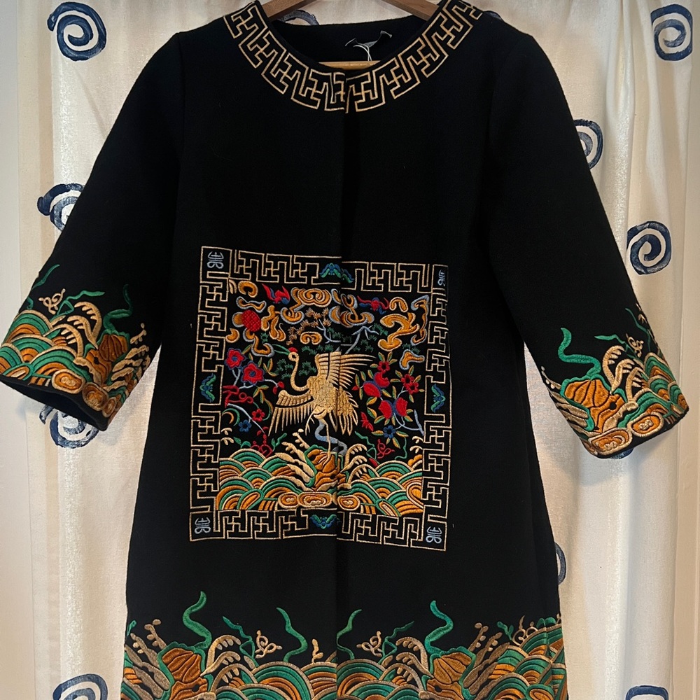 Chinese-inspired Black Coat with Gold Embroidery